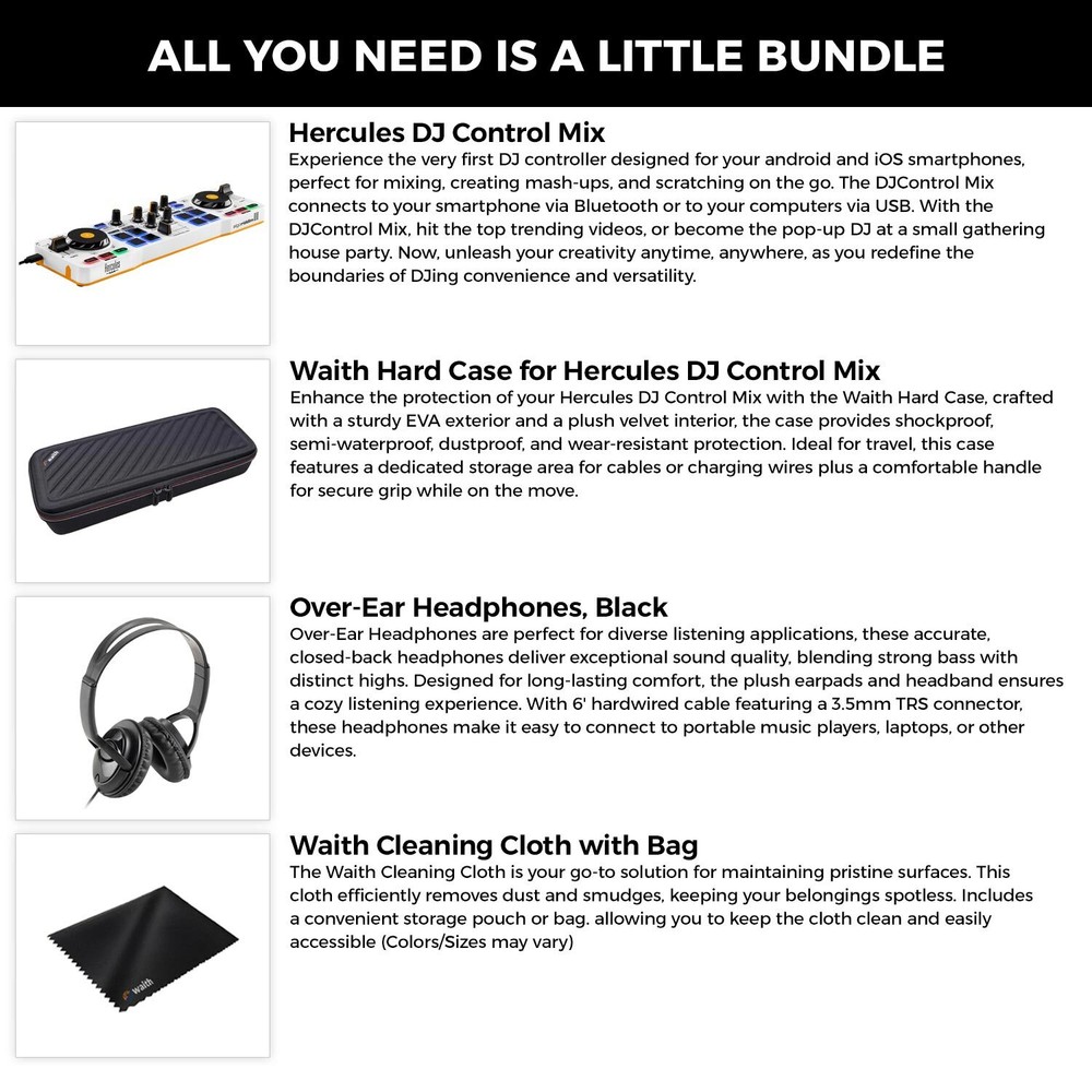 Hercules DJ Control Mix Wireless DJ Controller +Headphones +Case (Bundle Set)