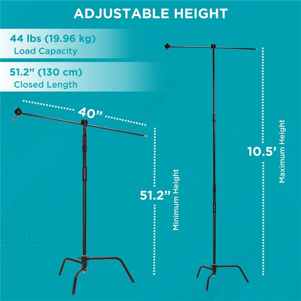Flashpoint 10.5' C Light Stand on Turtle Base Kit with Two Tier Spring Loaded Ri