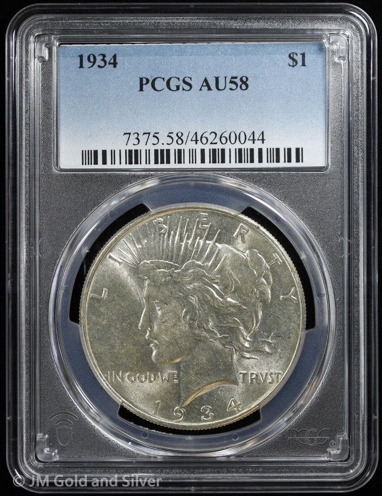 1934-P $1 Peace Silver Dollar PCGS AU 58
