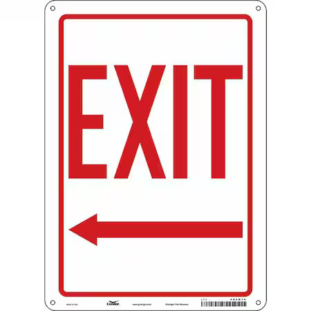 Condor 480M74 Exit Sign, Aluminum, 10" W, 14" H, Exit, Red, White