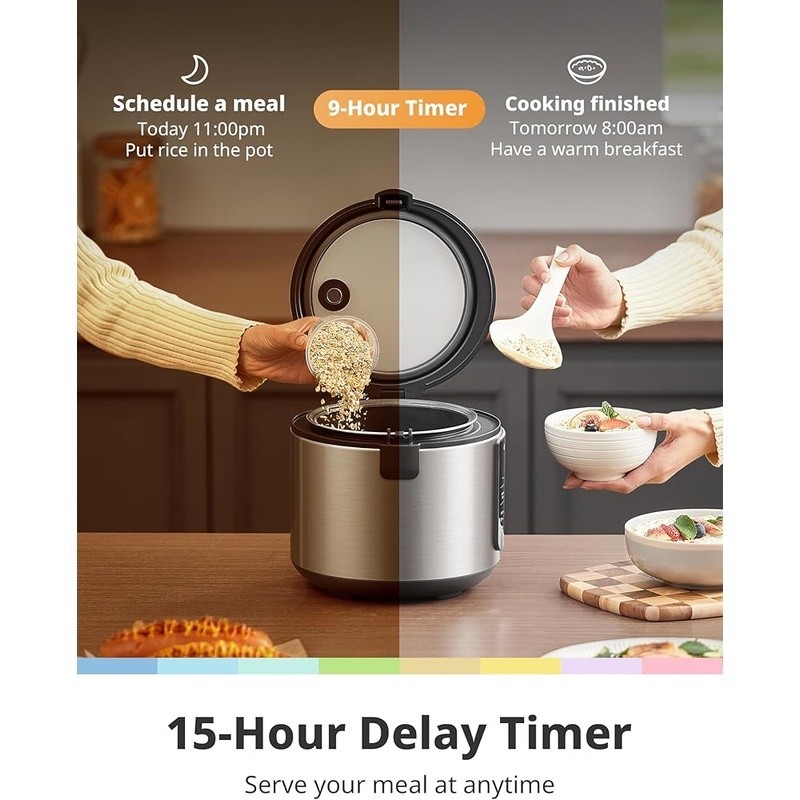Multifunctional Rice Cooker 2Qt Programmable 6 Cooking Functions Dishwasher Safe
