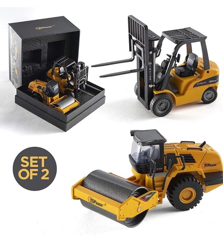 Top Race Diecast Construction Set Forklift and Road Roller Set (TR-162)