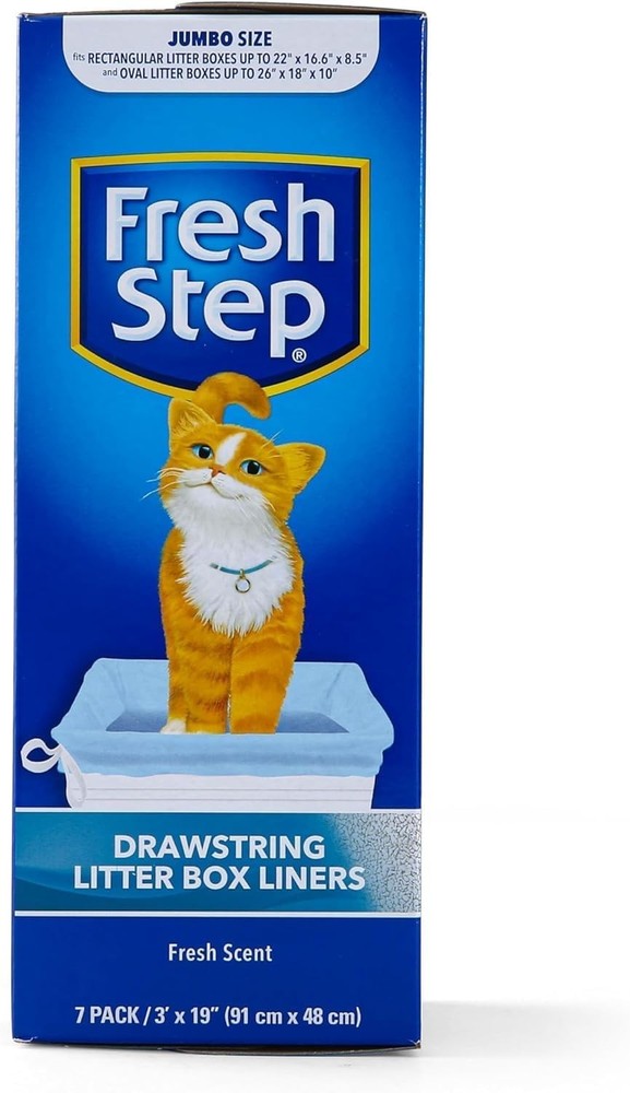 Drawstring Cat Litter Box Liners, Scented, Jumbo Size, 36" x 19" - 7 Count Pe...