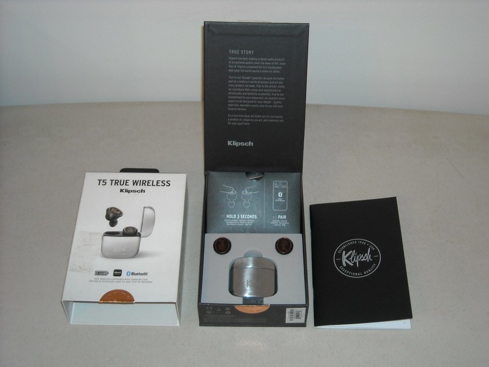 Klipsch T5 True Wireless Headphones Silver DEFECTIVE PLEASE READ DESCRIPTION