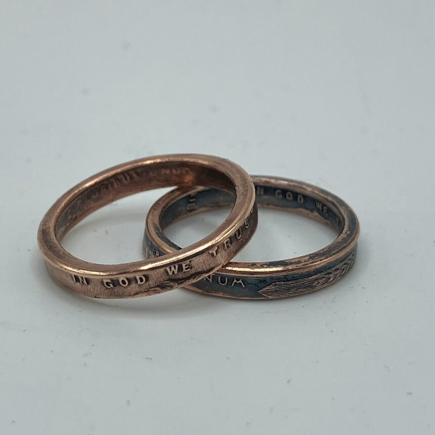 Lucky Penny Coin Ring, Copper Band (Thin Band)