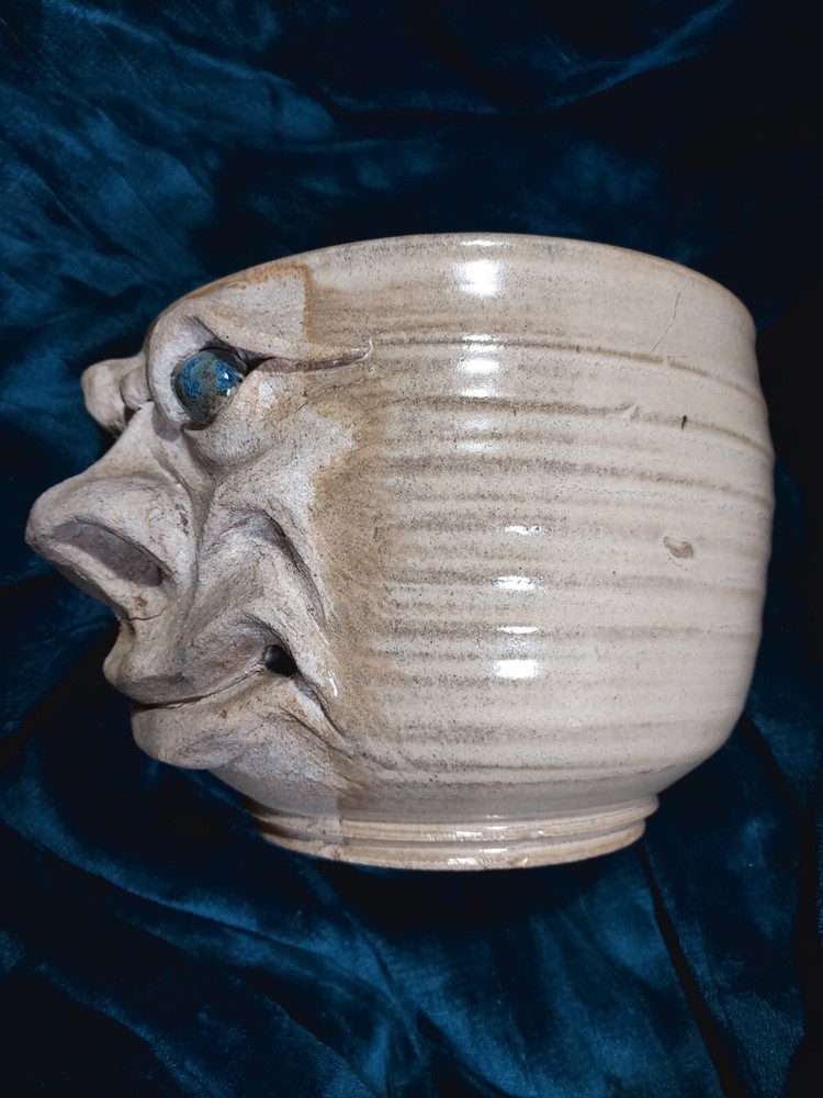 Ugly Face Yarn Bowl Art Pottery