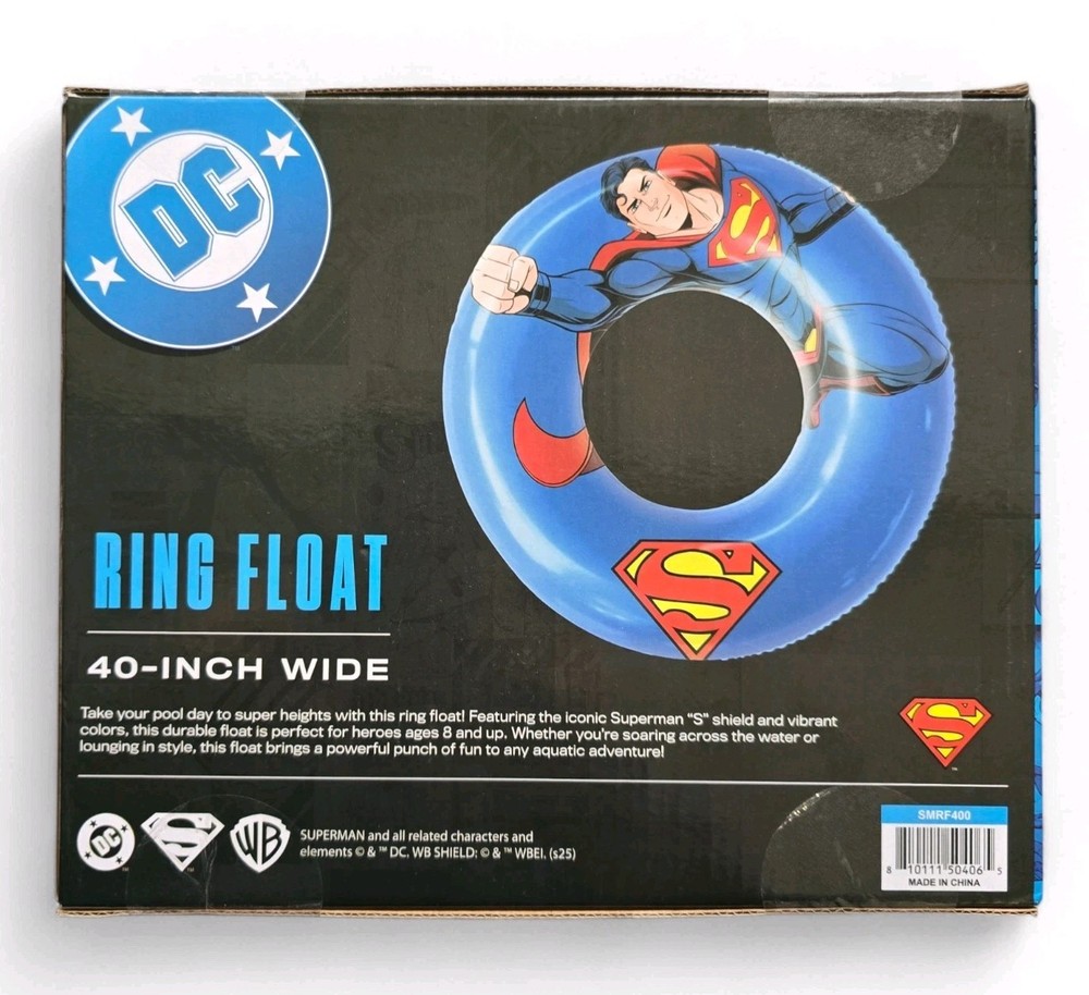 2pk Superman Ring Pool Float 40-inch Wide Blue