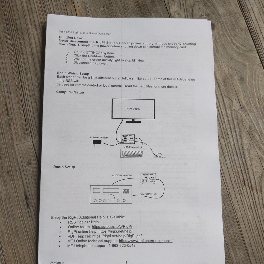 MFJ-1234 RigPi Station Server Quick Start Instruction Manual