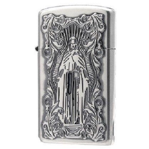 Zippo Oil Lighter Deep Etching Arabesque Maria Slim Silver-Plated
