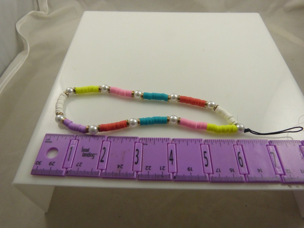 cell phone strap for phone or case multi color beads.