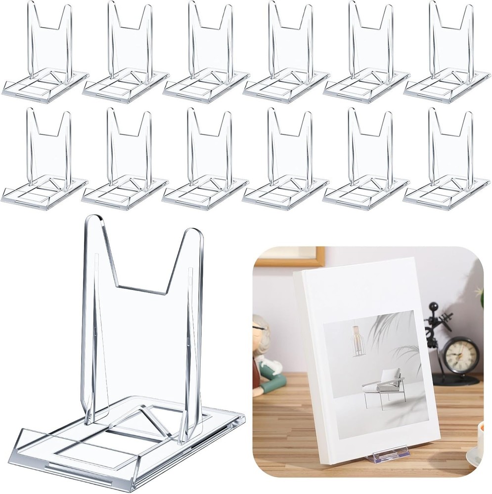 12 Pack Acrylic Book Stand for Display Adjustable Clear Display Holder Easel