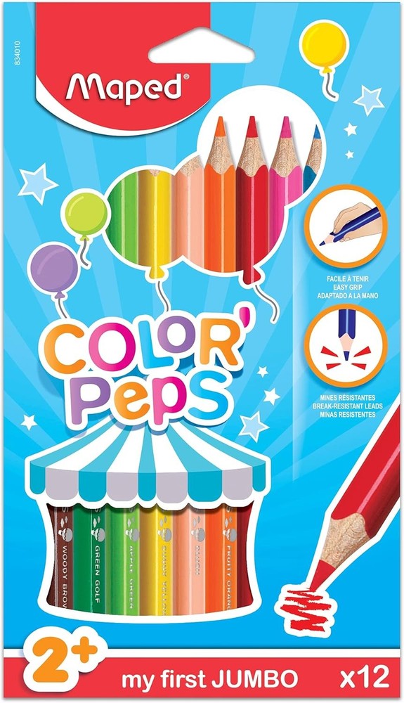 Color'Peps Triangular Jumbo Colored Pencils - Assorted Colors - -
