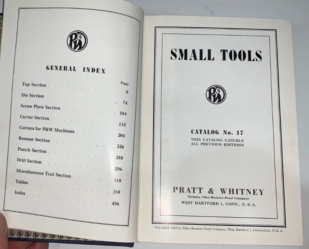 Pratt & Whitney Small Tools Catalog #17, 1950