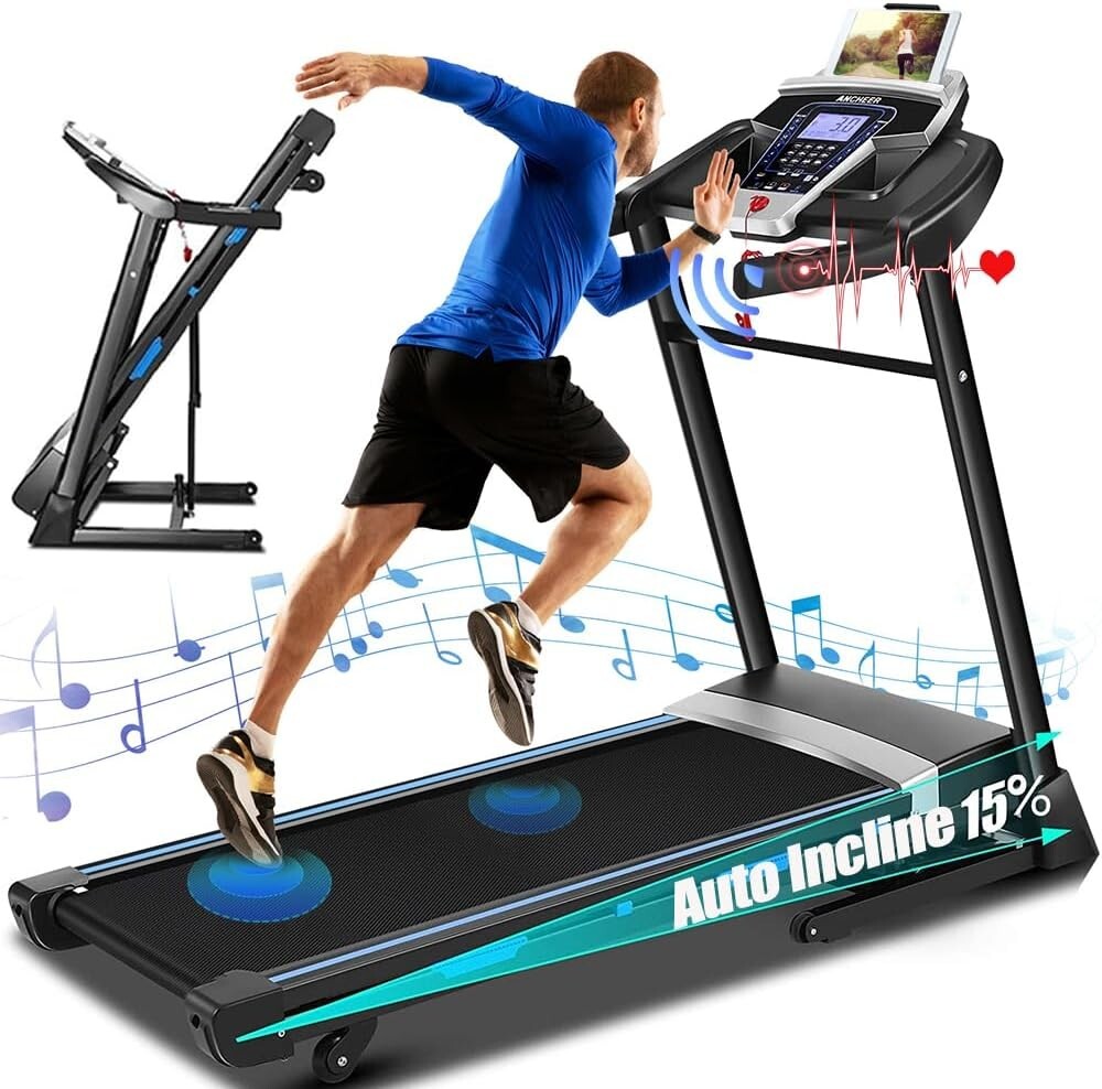 ✅4.5HP Electric Treadmill w/Bluetooth Speaker,LCD Display,Max 9MPH Treadmill✅
