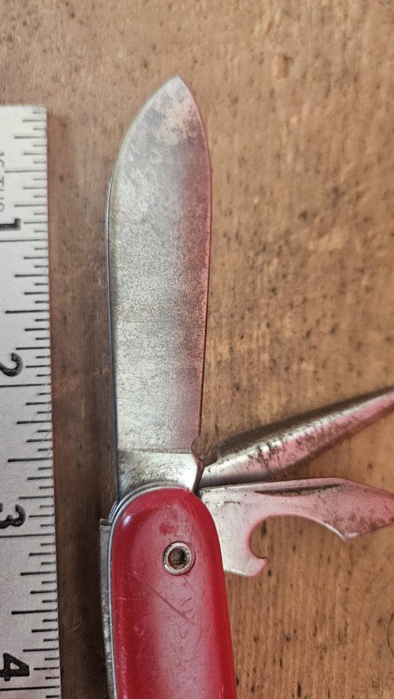 Colonial Multi Tool 1 Blade Red Handle Folding Pocket Knife Prov. USA