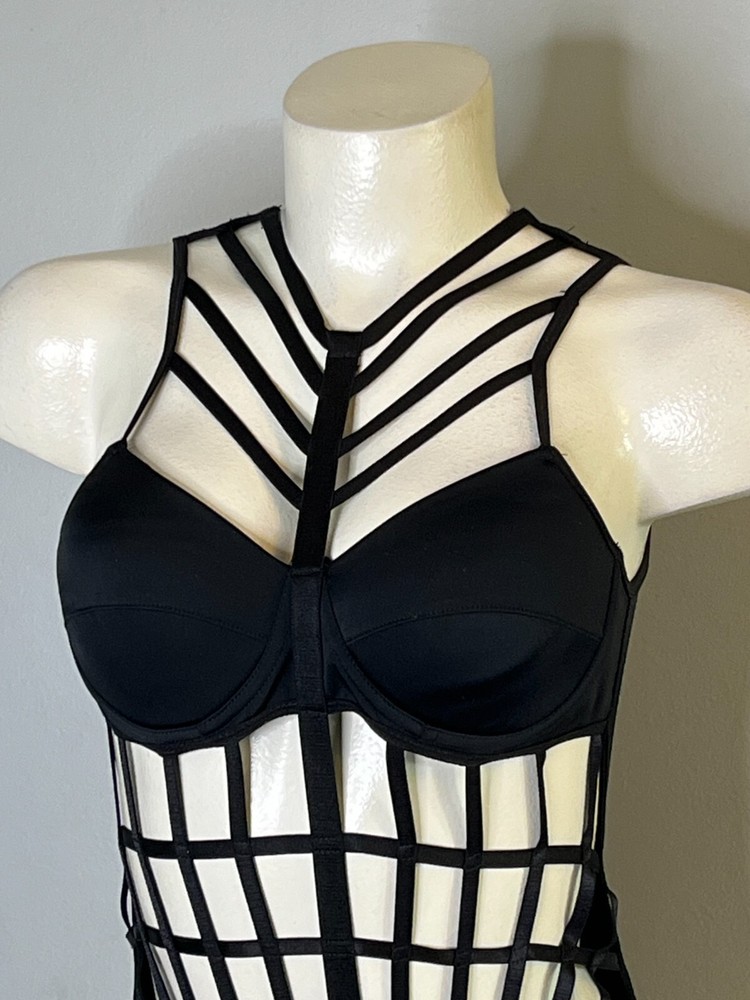 Bodysuit Teddy Black Second Skin Stretch Size Small