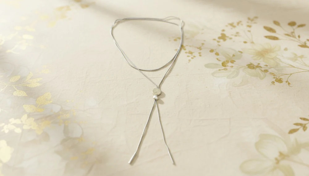Silver Accent Luna Thread Necklace