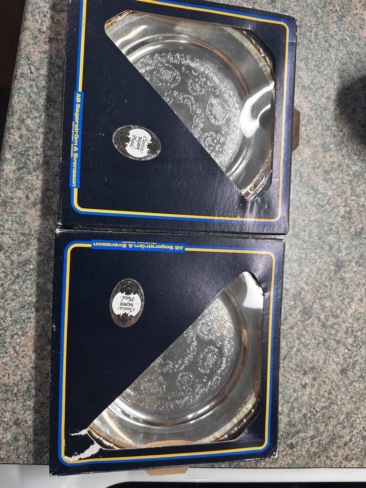 2 Vintage Coasters silver plated plates