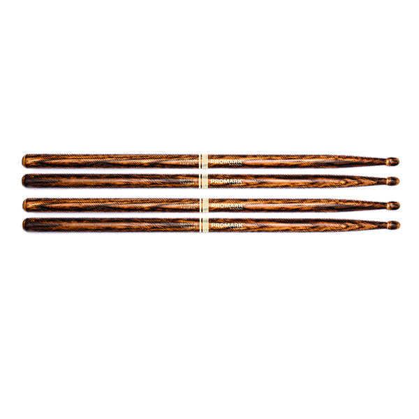 2 PACK Promark TX2BW-FG FireGrain Classic Forward 2B Drumsticks, Oval Tip