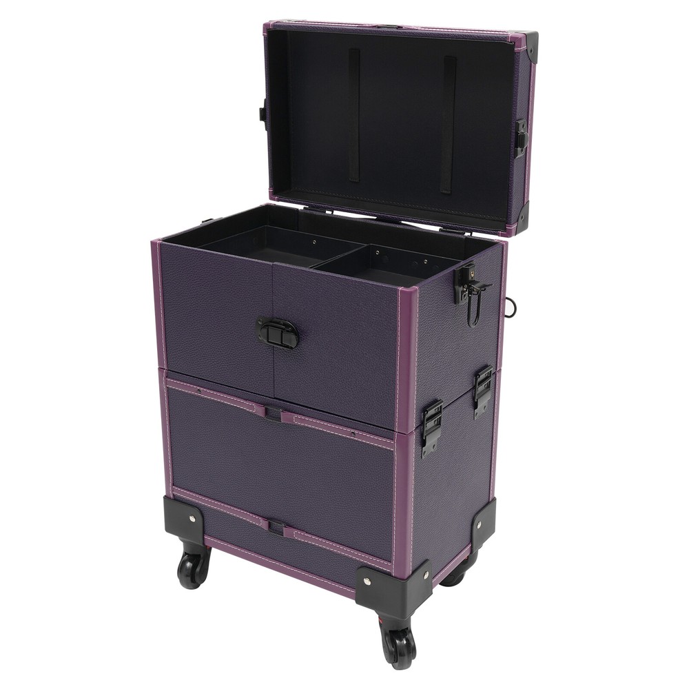 Modern Rolling Makeup Train Case Trolley Cosmetic Organizer Box with Mirror