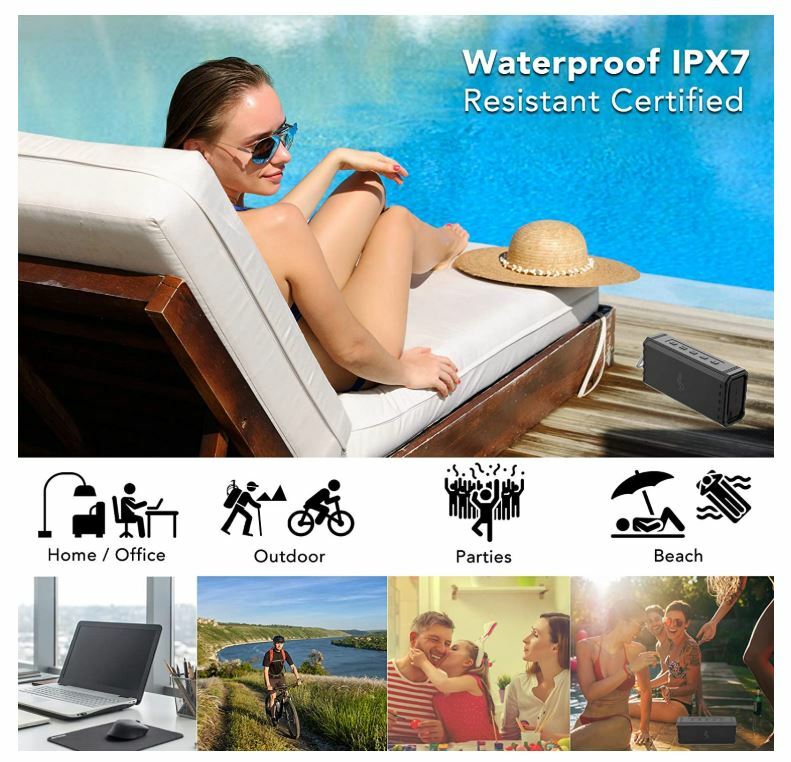 Bluetooth Speaker Rave Model 1,Bluetooth 4.1 Loud 16W Stereo / Mic Water Proof