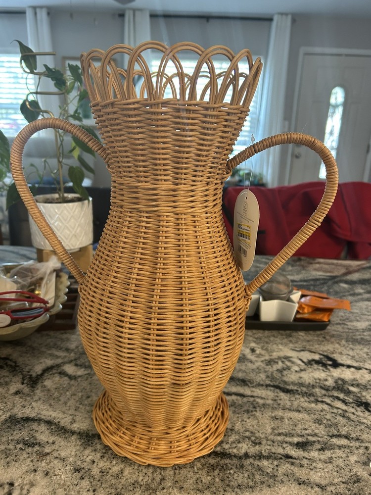 Coastal Large Rattan Vase Natural - Threshold NEW