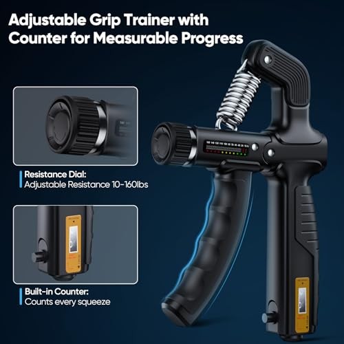 Grip Strength Tester Set with Hand Strengthening Tools – Track Progress, Black