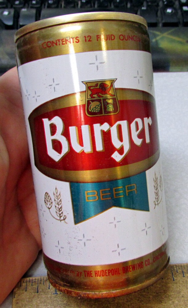 Burger Beer pull tab style beer can (empty) nice graphics & colors
