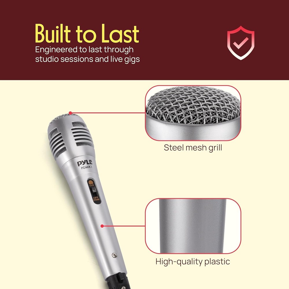 Pyle Wired Dynamic Microphone, Uni-Directional, Handheld Mic with Pop...