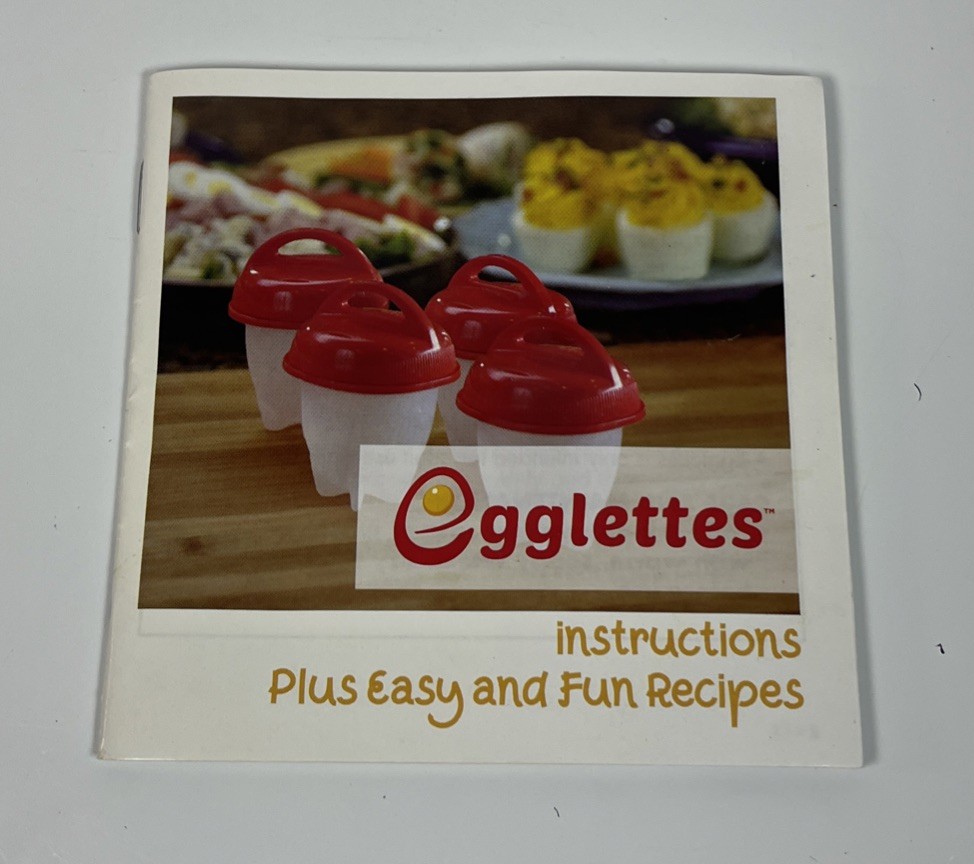 Egglettes Hard Boiled Egg Maker 4 Count Instructions & Recipe Booklet