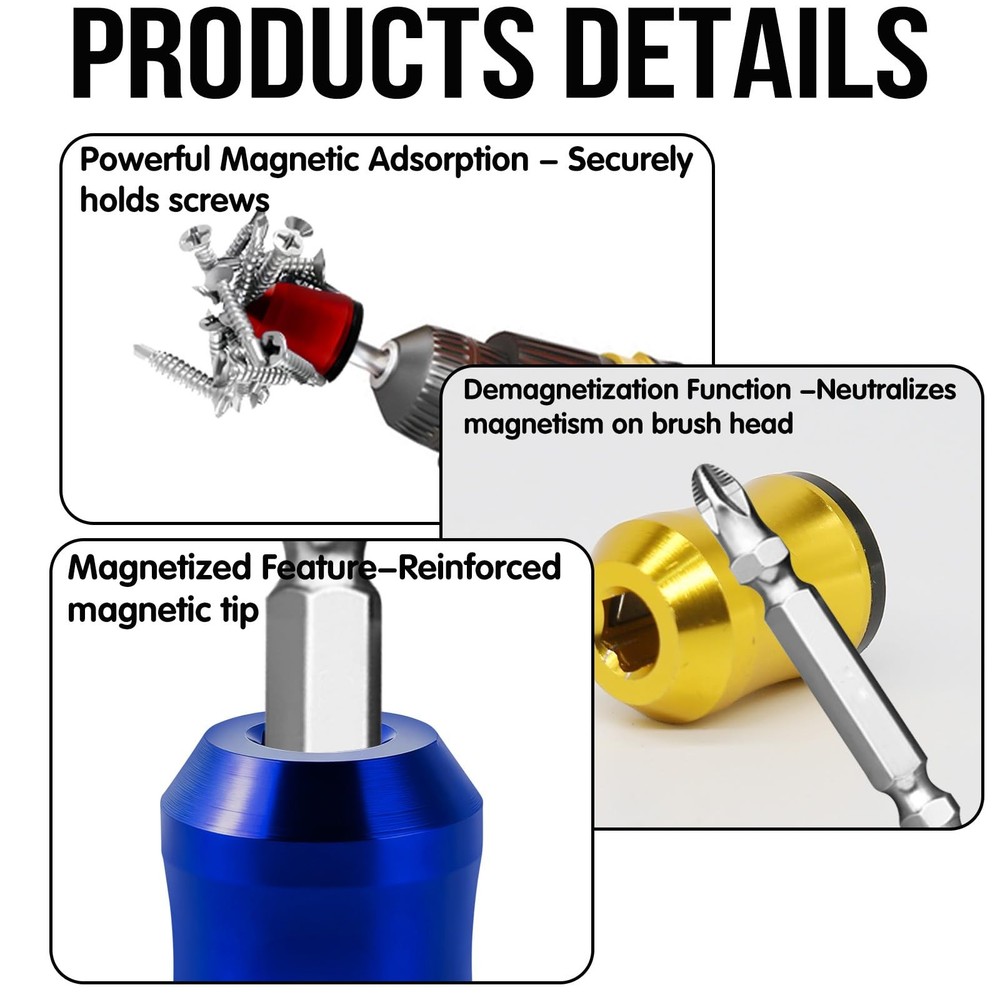 3Pcs Screwdriver Head Magnetic Ring, Screw Ring Set Removable Multicolor