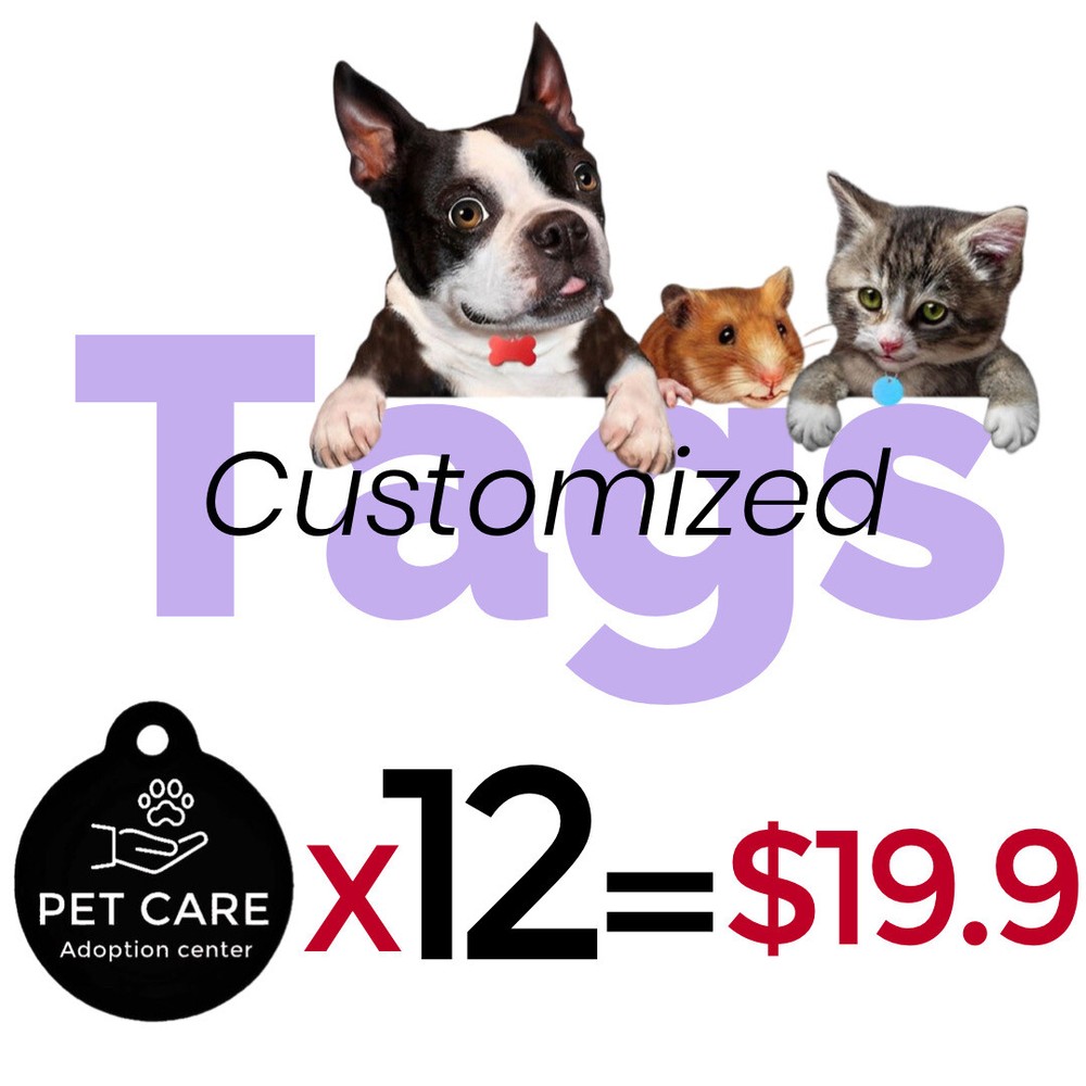 Customized Pet Tags, Aluminum ID Tags,  Dog Cat Tag, Hand-Painted Design