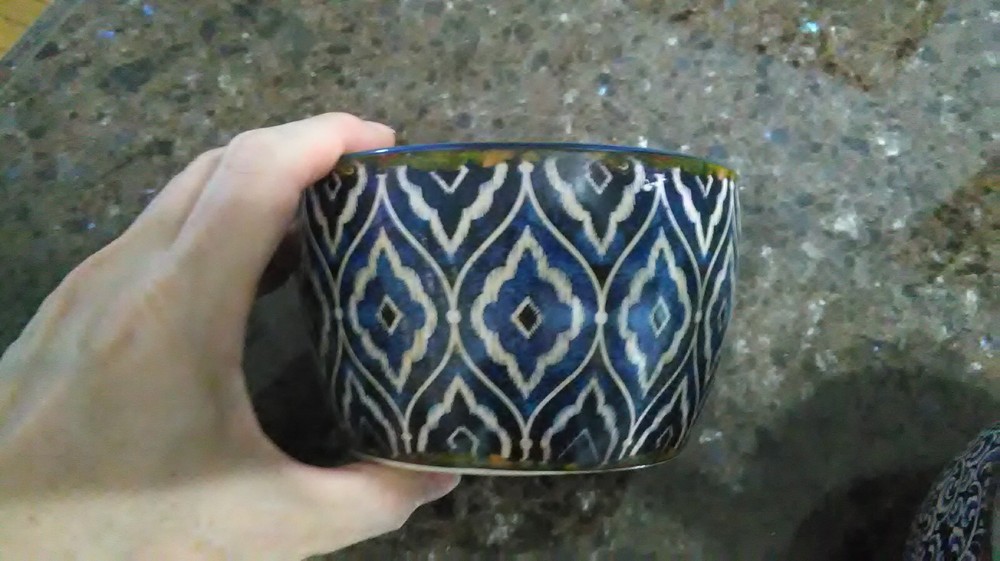 Blue Tone Ceramic Planter Trio with Drain Hole