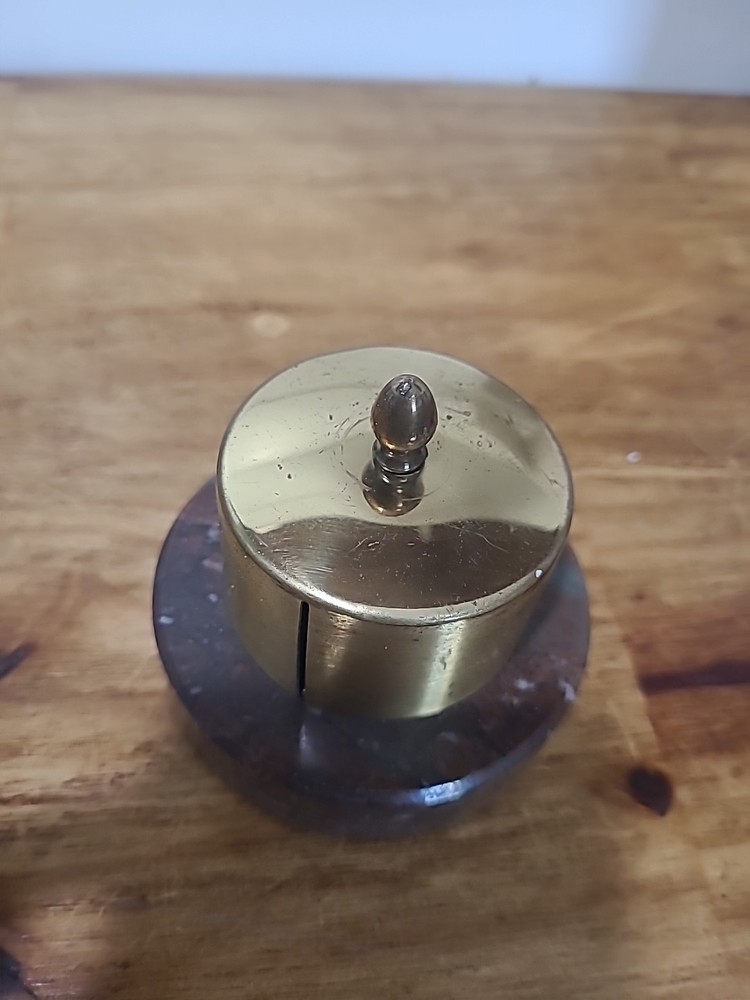 Vintage Brass Postage Stamp Roll Holder With Marble Base