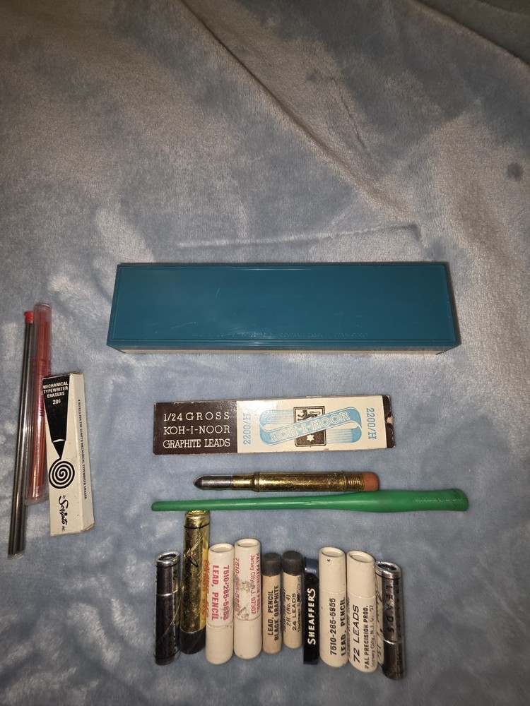 Vintage Drawing Drafting Lot Bullet Pencil, Case, Graphite Leads Eagle