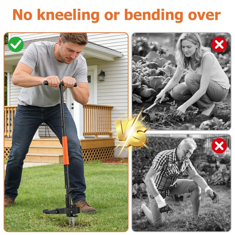 Weed Puller Tool with Long Handle, 43Inch Stand Up Weeder Hand Tool, Easily R...