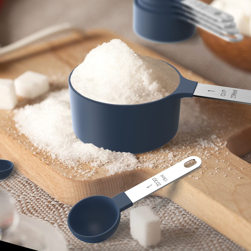 Measuring Cups & Spoons Set, Stackable Nesting with Stainless Steel Handles
