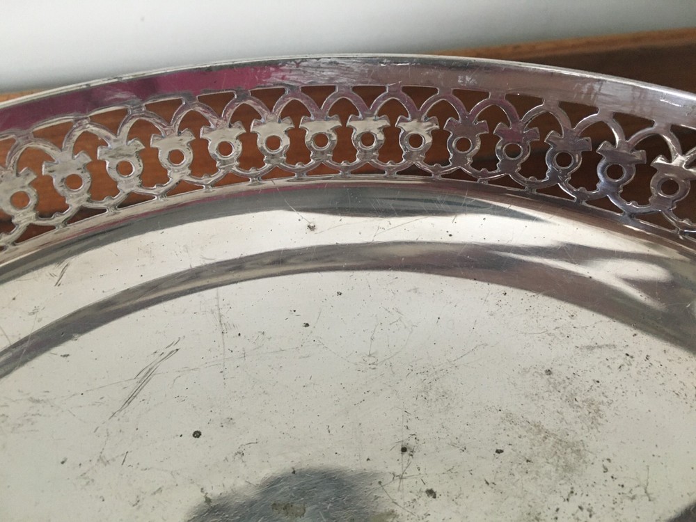 Walker and Hall Silver Plated Swing Handled Footed Basket - 1925