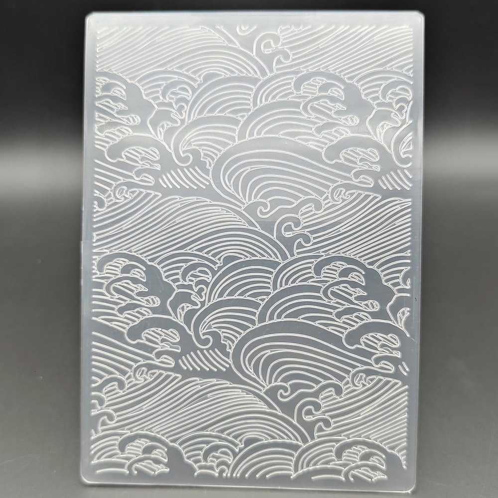Plastic Embossing Folder A6 Size Sea Waving Pattern Paper Crafts Plastic Texture