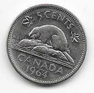 Canada 1964 5 cent  Nickel Circulated