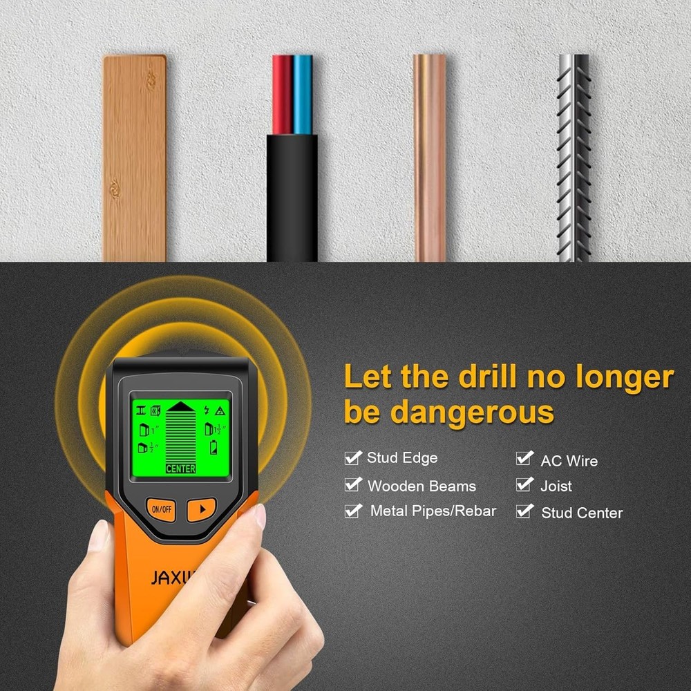 Battery Powered Wall Stud Finder with High Sensitivity and Backlit Display