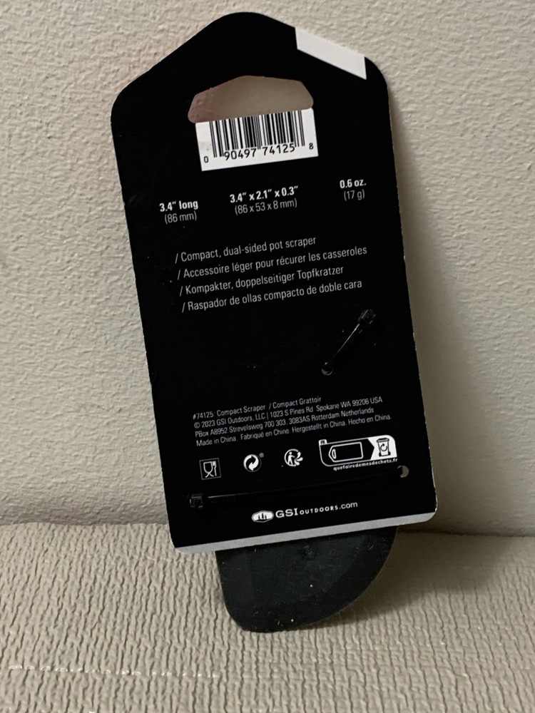 GSI Outdoors Compact Scraper Grey 3.4”L Dual Sided Pot Scraper NEW