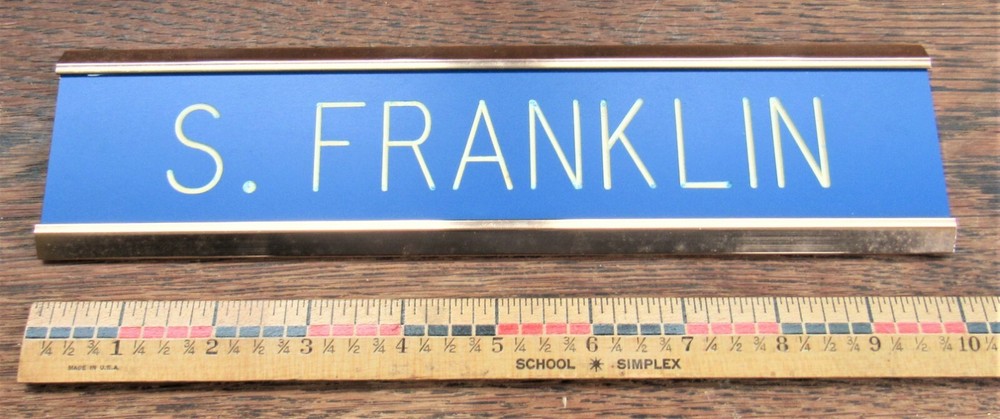 Dilbertian magnetic cubicle name tag S. Franklin