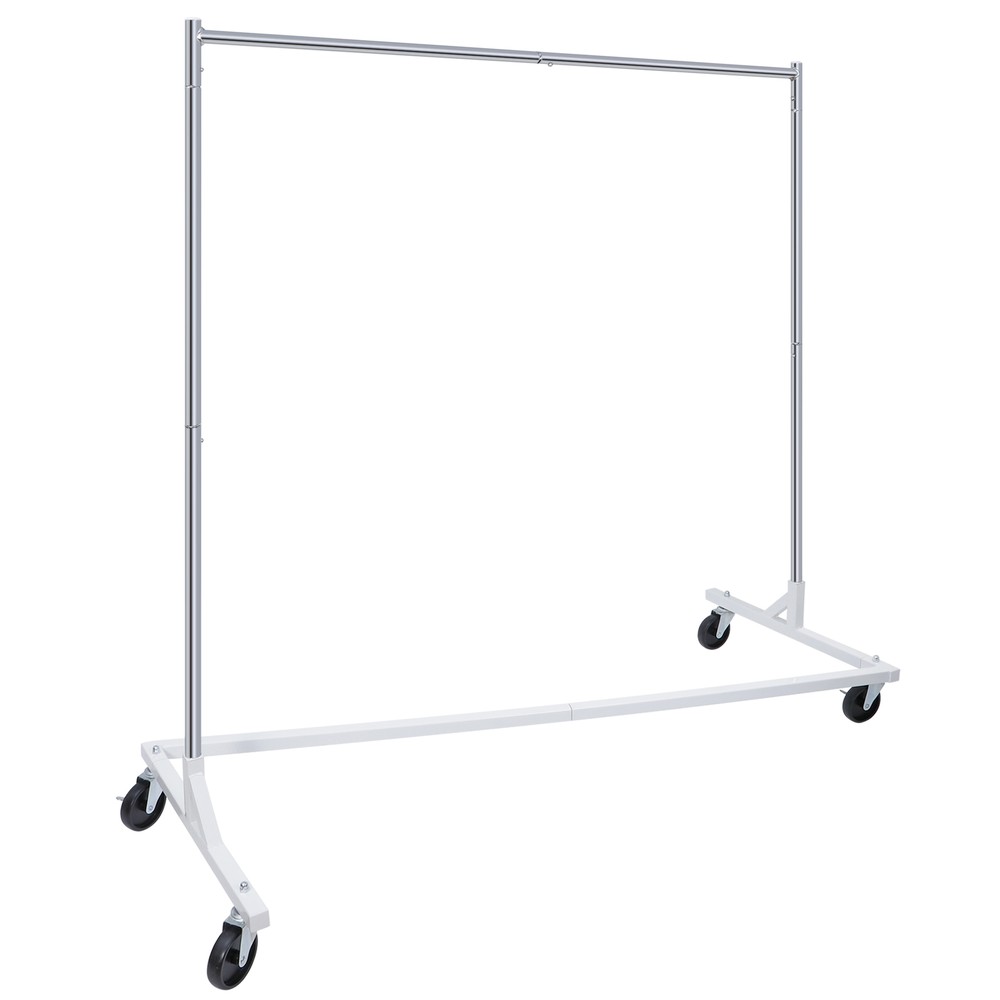 2PCS Compact Garment Rack Rolling Z-Base Storage Garment Hanging Clothes Shelf