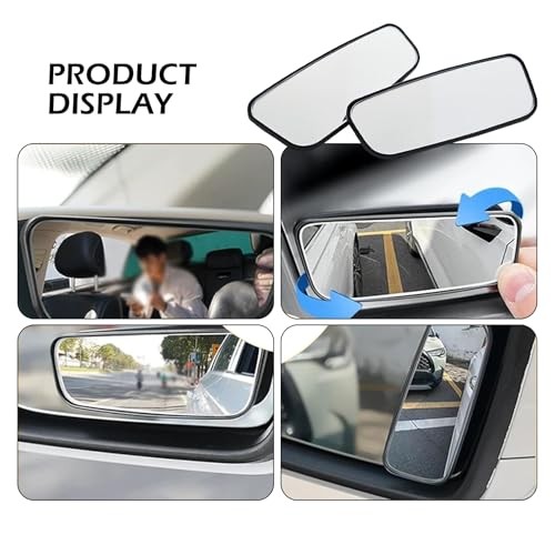 2 PCS Blind Spot Mirror, Framed Rectangular Adjustable Blind Spot Mirror, HD