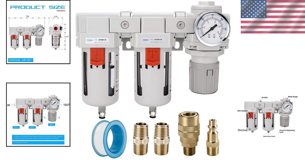 Metal Coupler Air Drying System - Double Filters, Regulator