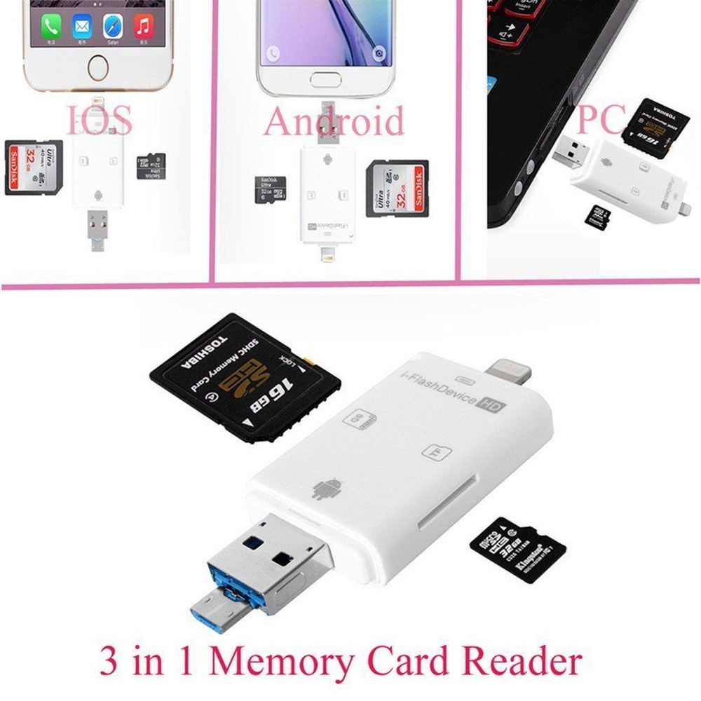 US SHIP iFlash Drive USB Micro SD/TF SDHC Card Reader Adapter for iPhone iPad