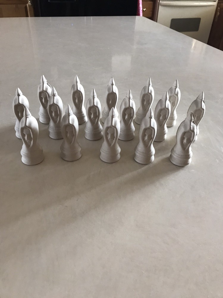32pc Ceramic Chess Set Unpainted Unglazed Unbranded New