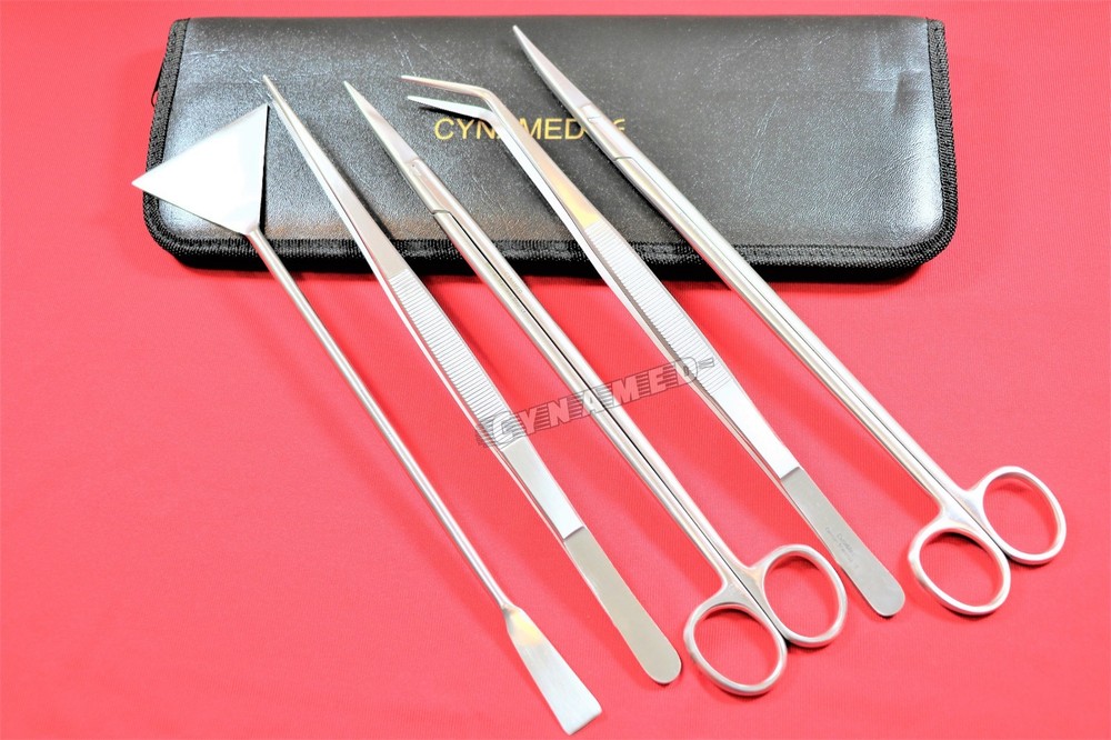 GERMAN FISH AQUARIUM CLEANING KIT STAINLESS 5PCS WITH POUCH BASIC TOOLS
