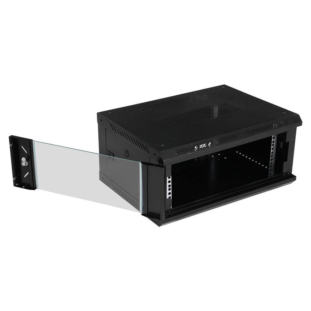 4U Wall Mount Network Server Cabinet Locking Glass Door Removable Side Panels